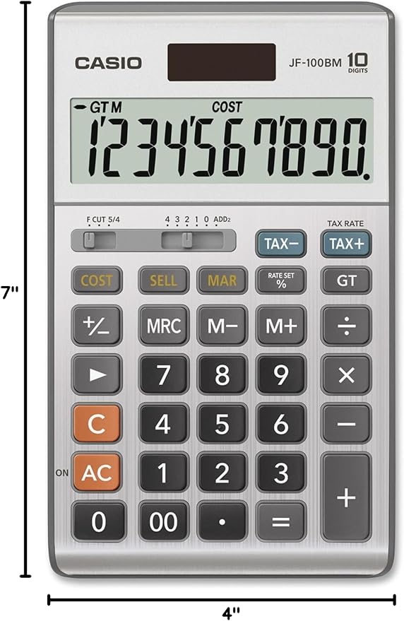 Casio Inc. JF-100BM Standard Function Calculator,Multicolor, 4 1/4 x 6 7/8 (Pack of 2)