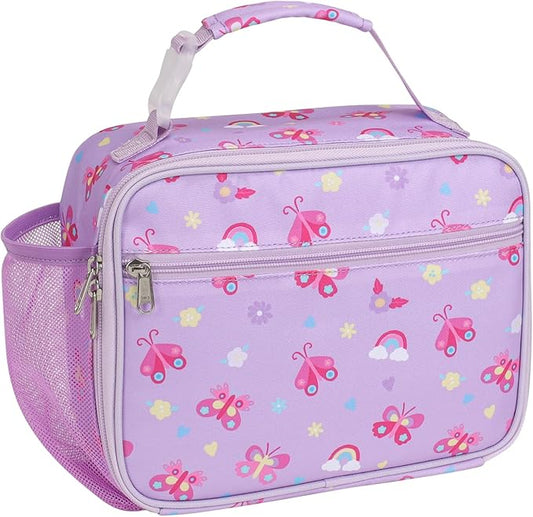 Bagseri Kids Lunch Bag Girls - Thermal Insulated Lunch Box Tote with Water Bottle Holder, Reusable Leak-Proof Kids Lunch Box for Daycare & School, Purple Butterfly (Containers Not Included)