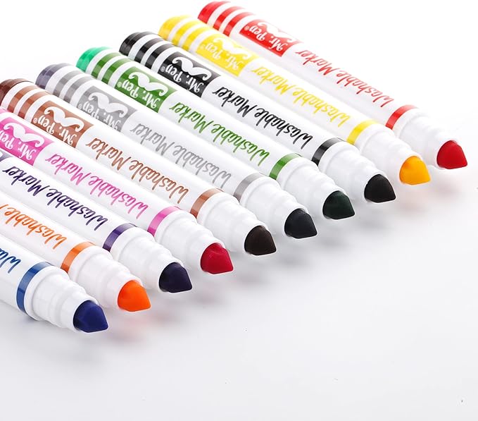 Mr. Pen- Washable Markers, 10 Pack, Assorted Colors, Broad Line, Kids Washable Markers Washable Markers for Kids markers, Fine Tip Markers, Color Markers, Washable Marker Sets, Kid Markers