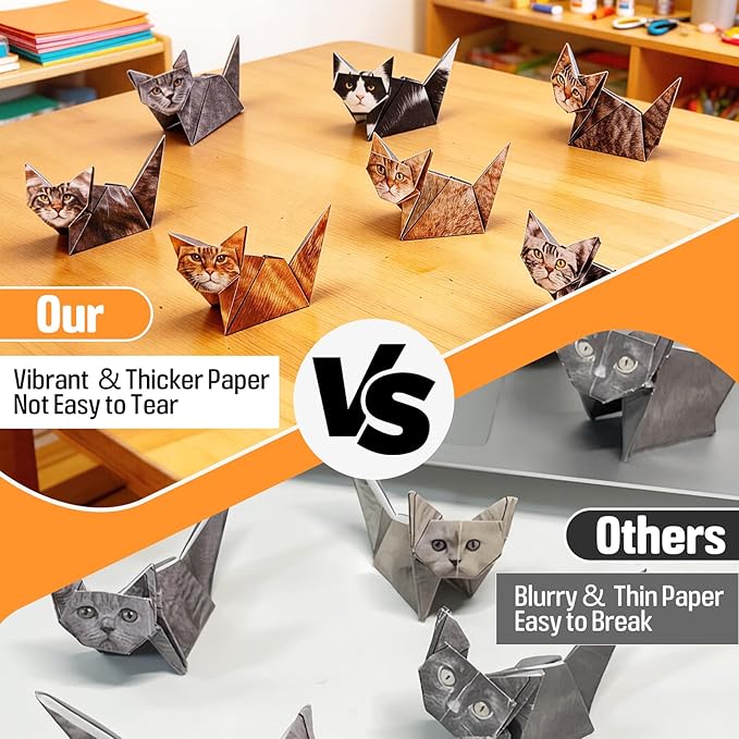 hapray 56 Sheets Origami Paper Cats with Guideing Manual & Video, Easy to Fold DIY Craft Kits for Adults, Origami Kit for Kids Ages 8-12, Fun Craft Desk Decoration & Creative Gifts for Cat Lovers