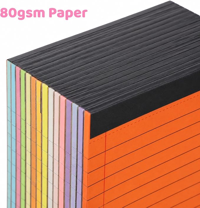 12 Pack Small Legal Pads 4x6, 12 Colors College Ruled 30 Sheets Each 80 Gsm