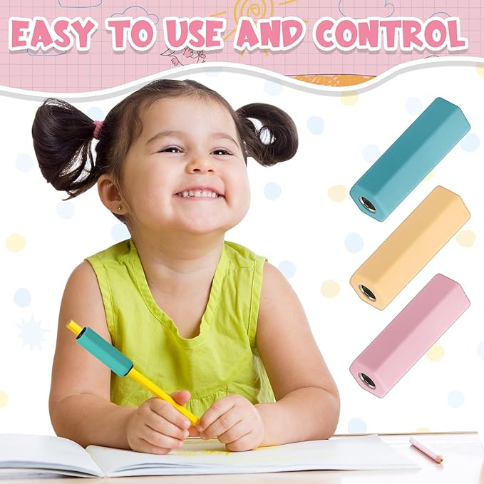 3 Pcs Pencil Pen Weights 1.59 oz, Handwriting Aid Kit for Children Elderly Special Need, Metal Weighted Pencil Holder Tool for Autism Tremors Fine Motor Skills(Pink, Light Yellow, Light Blue)