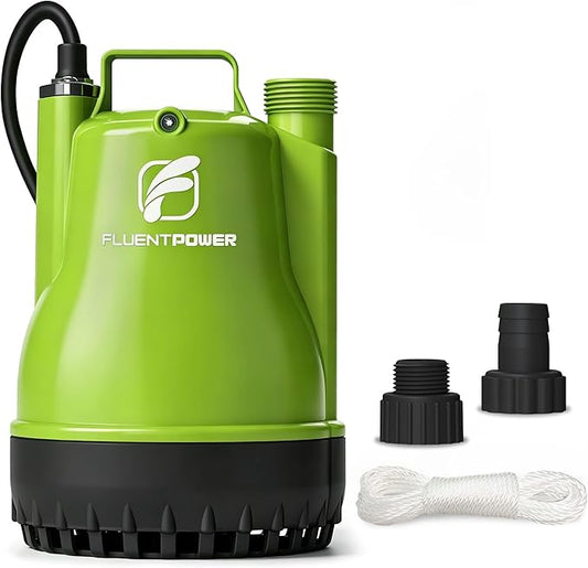 1/4HP Utility Pump 1900GPH Portable Submersible Sump Pump, Manual Control with 16.4 Ft Cord for Draining Water from Pool Pond Garden Hot Tub Basement Tankless Heater Liquids