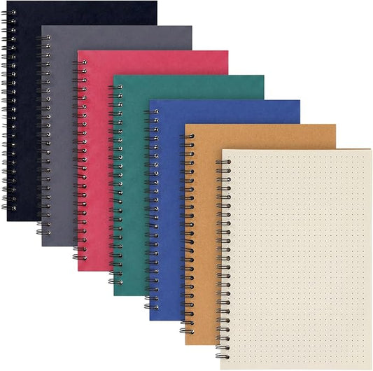 Epakh 6 Pack Spiral Notebook Bulk, Back to School Hardcover Spiral Journal Notebook 5.5 x 8.3 Inch, First Day of School Travel Writing Journal Notepad, 50 Sheets 100 Pages(Dotted,Assorted Colors)