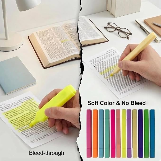 konket 12Pcs Dual Tip Highlighters, Pastel highlighters Quick Dry, Aesthetic Cute Markers, for Journaling Accessories School Supplies and Nurse Office (Macaron)