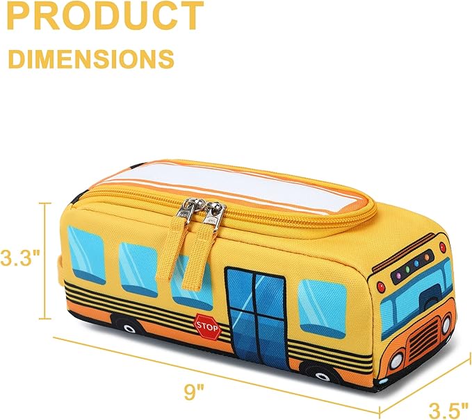 LEDAOU Cute Pencil Case for Kids Girls Boys Pencil Pouch kawaii Pen Pencil Box Bag Holder for School Students (Yellow School Bus)