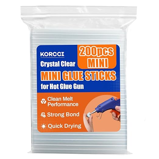 200 Pack Mini Hot Glue Sticks, 0.27" Diameter x 4" Length,All Temperature Clear Glue Sticks for Mini Glue Guns, Multipurpose for DIY, Crafts & Repairs