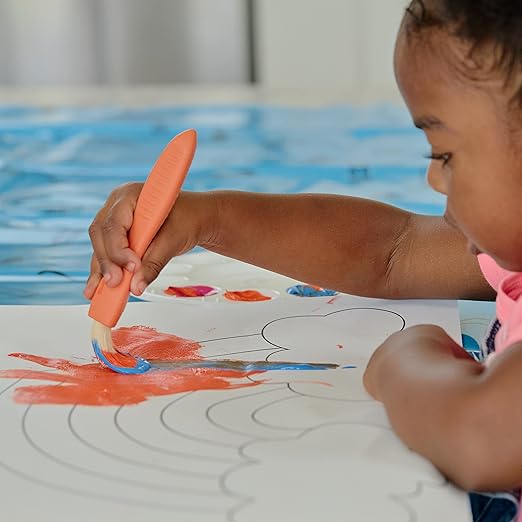 READY 2 LEARN Triangle Grip Paint Brushes - Set of 6 - 3 Sizes - 18m+ - Easy to Grip Paint Brushes for 2, 3 and 4 Year Olds - Encourage Writing Grip