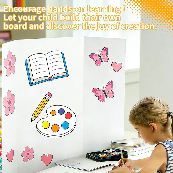 4 Pack Trifold Poster Board 36"x48" - White Foldable Corrugated Display Board, Tri fold Presentation Board, Extra Large Project Boards for School Projects, Science Fair, Graduation Exhibitions