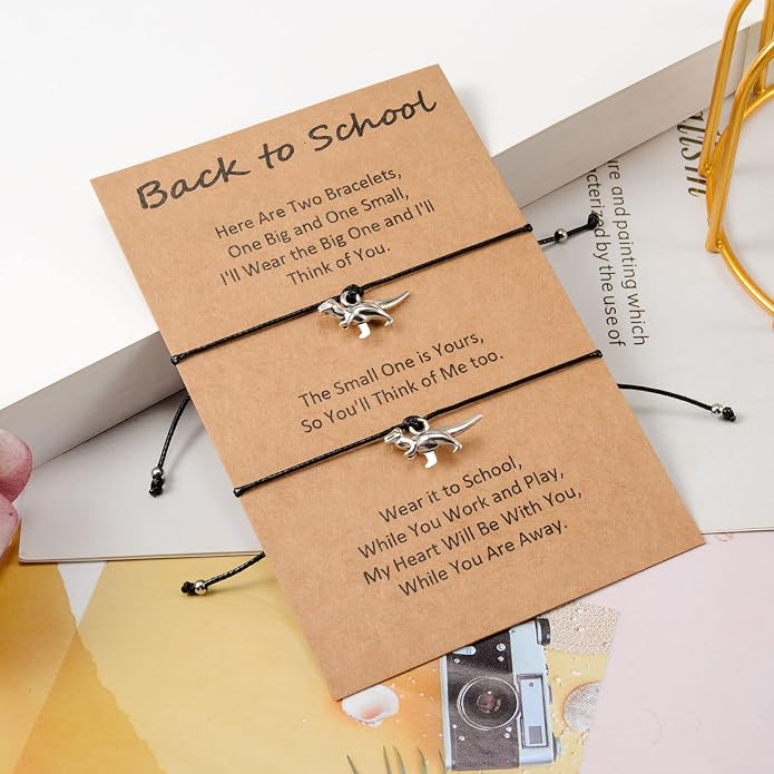 Back to School Gifts Mommy and Me Bracelet First Day of School Matching Wish Bracelets Set for Mother Daughter Son Women Teen Girls Boys Jewelry Gift