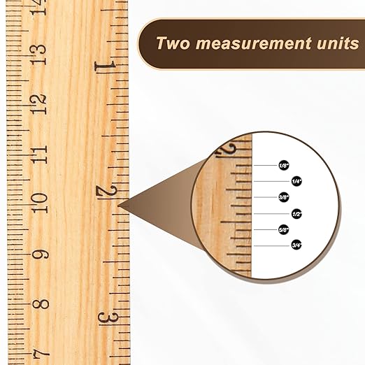 Zonon 100 Pcs Wooden Ruler Bulk Wood Measuring Ruler Office 2 Scale for School Education Families Kids Students (6 Inch)