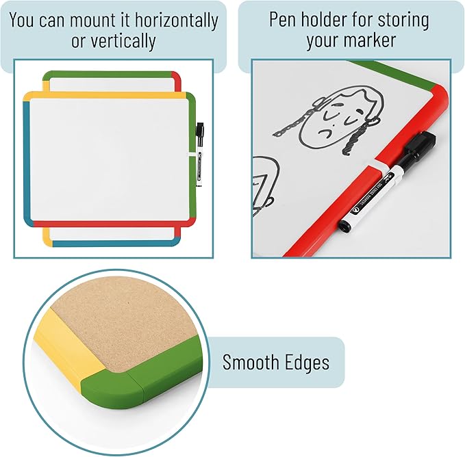 Mr. Pen- Dry Erase Board, 14” x 11” with a Black Dry Erase Marker, Vintage Garden Frame, Small Mini White Board for Students, Fridge, Wall, Locker, Includes Double Sided Tapes