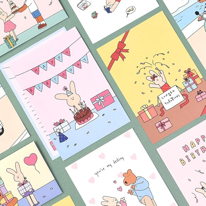 Monolike Happy and Lucky Letter Paper and Envelopes Set - 8Type, 32 Letter Paper + 16 Envelopes