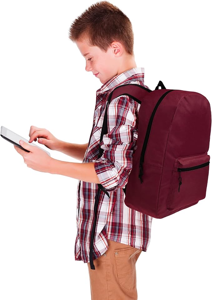 24-Pack 15" Backpacks for Kids - Bookbags in Bulk for Elementary, Middle, and High School Students, 6 Assorted Colors