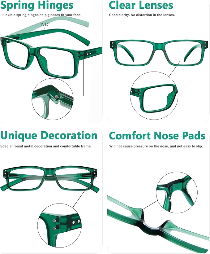Eyekepper 2 Pairs Blue Light Blocking Reading Glasses for Men Women - UV Protection Spring Hinge Computer Readers