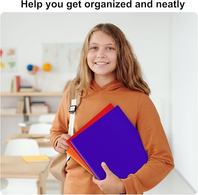 ViVin 60-Pack Red Plastic Folders with Pockets, Two Pocket Folders, Plastic Pocket Folders for School, Office and Home