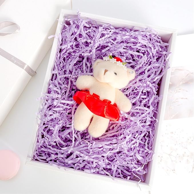 LYARCHTE Crinkle Paper Filler 5.2 oz, Crinkle Cut Paper Shred Filler Shredded TissueRaffia Grass Paper for Gift Basket Packing Bag Filler (Purple)