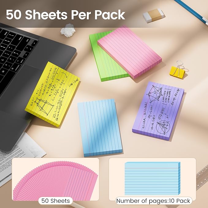 Index Cards 3x5 Inch, 500sheets, Flash Cards,Ruled Lined Colored Note Cards Paper For Studying, Schools Supplies, College, Office And Home Organization, Note Taking Supplies