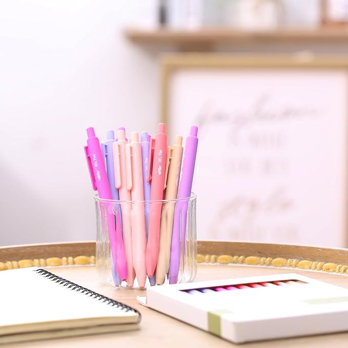 Mr. Pen- Retractable Gel Pens, 12 Pack, Black Ink | Blushing Bloom Color Barrel, Fine Point 0.5mm, Fast Dry, Smooth Writing, Cute Pens for Drawing