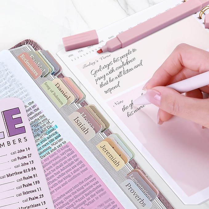 XKDOUS Bible Study Supplies Journaling Kit for Women, Bible Study Kit, 12 Pastel Highlighters and 12 Pens No Bleed, 75 Laminated Tabs, Prayer Journal Pencil Case and More, Beige