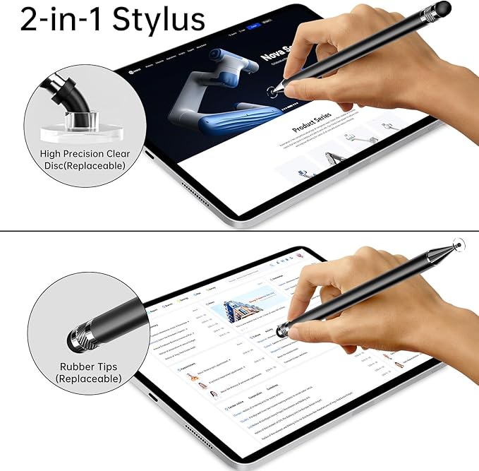 Bopomofo Stylus (10 Pcs),2-in-1 Stylus Pen for Touch Screen,High Precision and Sensitivity,Suitable for iPhone/ipad/Android Tablets,Compatible with Touch Screens (Silver/Blue/Rose Gold/White/Black)