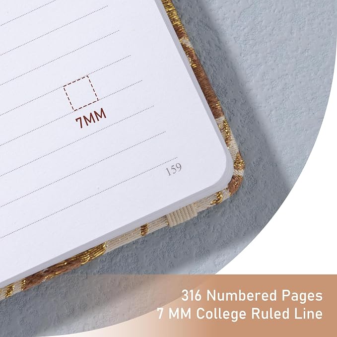 MGGAO Lined Journal Notebook, A5 Fabric Journal for Women Men