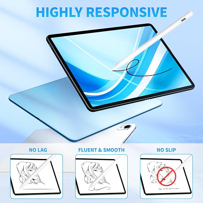 Stylus Pen for Touchscreen, Compatible for Android & iOS Phones/Tablet, Fast Charge Universal Stylus Pen for i-Phone, i-Pad, Tab A9+, High Sensitivity & Precision Stylist Pencil for Writing/Drawing