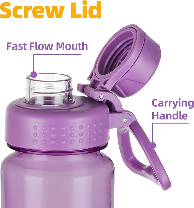 OLDLEY 32 oz Water Bottle, Sports Tritan Water Bottle with Carry Handle and Spout Lid, Leakproof & BPA Free Large Water Bottles for Home,Travel, School, Outdoors, Gym,Dark Purple