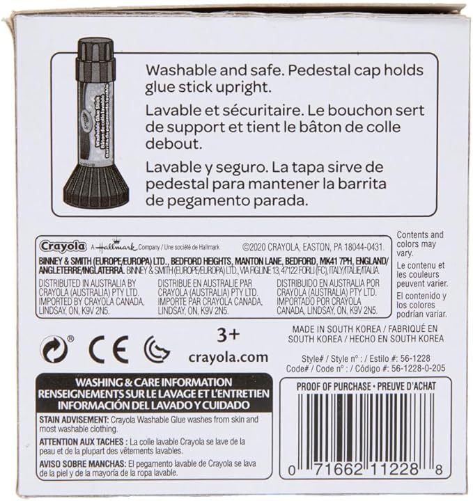 Crayola; Washable Glue Sticks; Art Tools; 12 ct.; Great for Classroom Projects