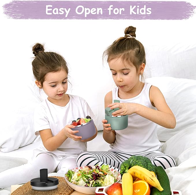 Pawtong 12oz Insulated Vacuum Food Jar with Buckle Lid Wide Mouth Soup Thermo for Hot Food Kids Leakproof Stainless Steel Lunch Container