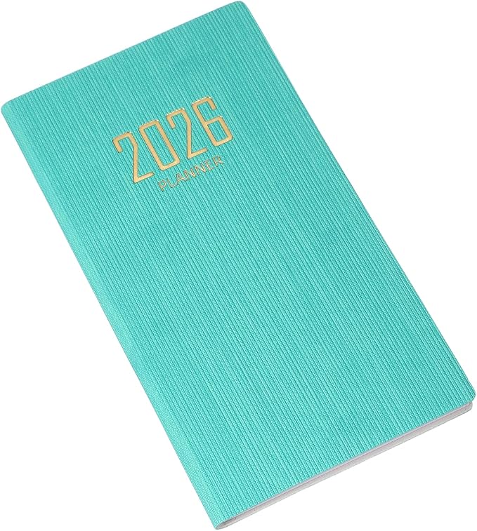 PATIKIL 2026 Daily Planner Notebook, 6.8 x 3.8" 64 Sheets Undated to Do List Daily Weekly Monthly Goals Pocket Notebook for Office Home Study Work Weeding Time Management, Cyan