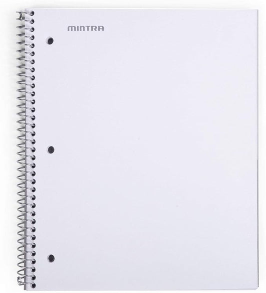 Mintra Office Durable Spiral Notebooks, 1 Subject, (White, 4x4 Graph 1pk), 100 Sheets, Poly Pocket, Moisture Resistant Cover, School, Office, Business, Professional