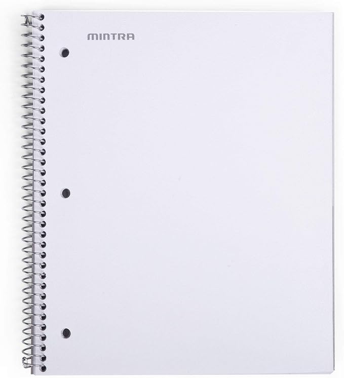 Mintra Office Durable Spiral Notebooks, 1 Subject, (Teal, Purple, White, College Ruled 3 Pack), 100 Sheets, Poly Pocket, Moisture Resistant Cover, School, Office, Business, Professional