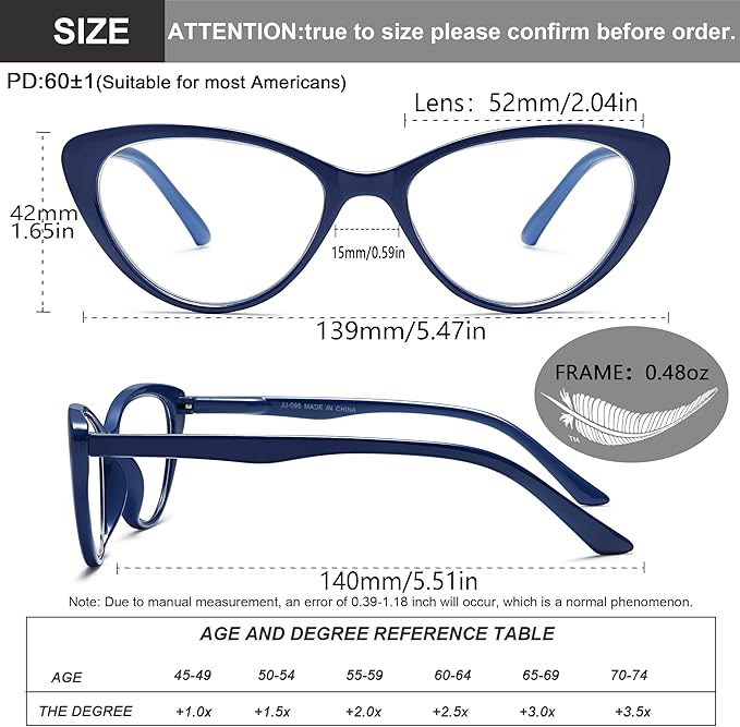 EYEURL 4-Pack Cat Eye Reading Glasses for Women Blue Light Blocking Fashion Computer Glasses Anti-Glare Cat Eye Readers For Women,2.0