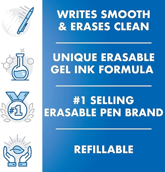 Pilot, FriXion Clicker Erasable Gel Pens, Fine Point Pens 0.7 mm, Pack of 12, Black