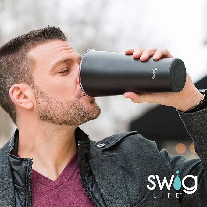 Swig Life 22oz Insulated Tumbler, Travel Coffee Tumbler with Lid, Cup Holder Friendly Travel Coffee Mug, Stainless Steel (Get Crackin)