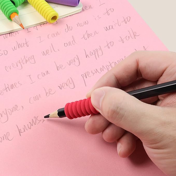 Pencil Grip Soft Foam Pencil Grips for Handwriting 1.5 Inch Comfort Pencil Holder for Writing Aid 5 Color (15 Pcs Annular)