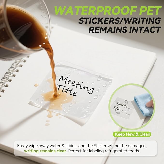 6 Pads Transparent Sticky Notes with Marker, Tecolu Clear Sticky Note 3x3, 5X The Sticking Power Translucent Bible Sticky Note, Waterproof & See-Through for Books Annotation School Office Supplies