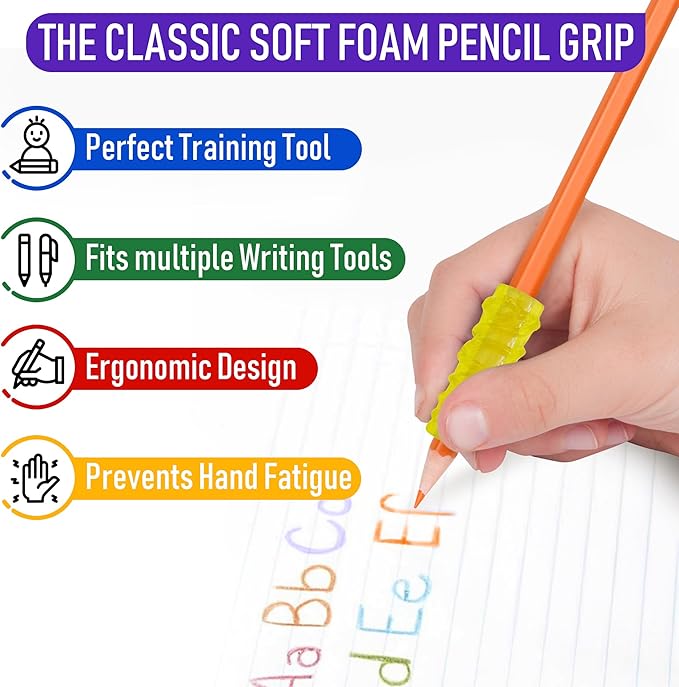 The Pencil Grip The Classics Extreme Gel Pencil Grips, Ergonomic Writing Aid For Lefties And Righties, Assorted Colors, 48 pieces, TPG-16548