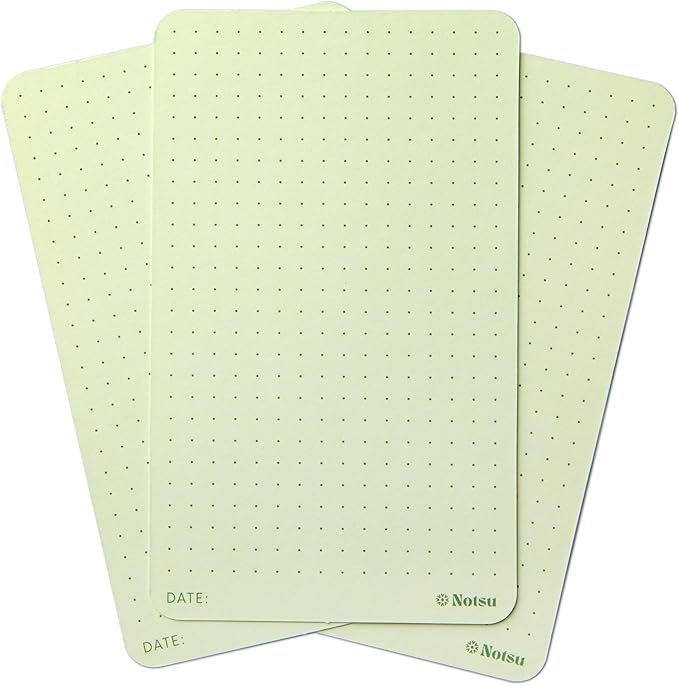 Notsu Dotted Colored Note Cards 3x5 inch, 40 ct | Green Bullet Dot Grid Vertical Color Index Cards with Rounded Corners, Premium Thick Paper 350 gsm