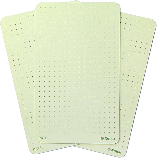 Notsu Dotted Colored Note Cards 3x5 inch, 40 ct | Green Bullet Dot Grid Vertical Color Index Cards with Rounded Corners, Premium Thick Paper 350 gsm