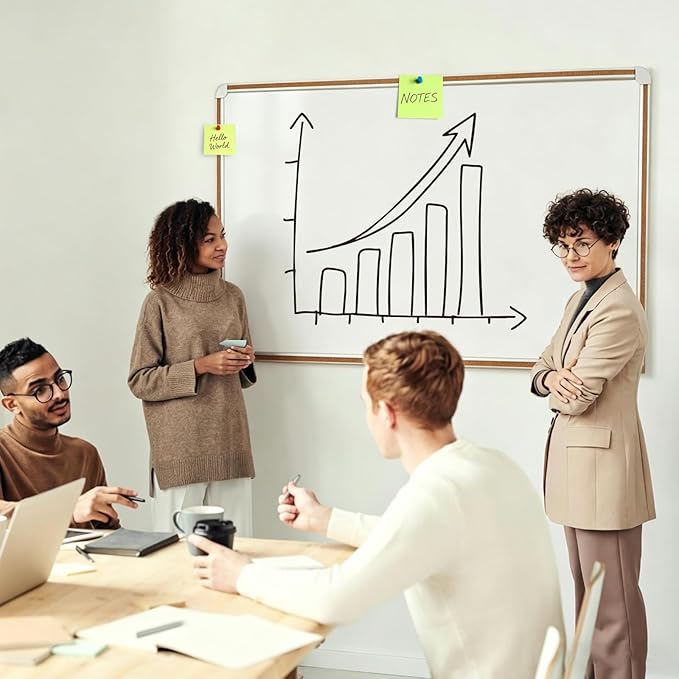 Large Magnetic White Board for Wall,Aluminum & Cork Strip Frame Whiteboard for Office,Presentation Dry Erase Board Wall Mount,Large Whiteboard for School Classroom Huge Whiteboards (48" W x 36" H)