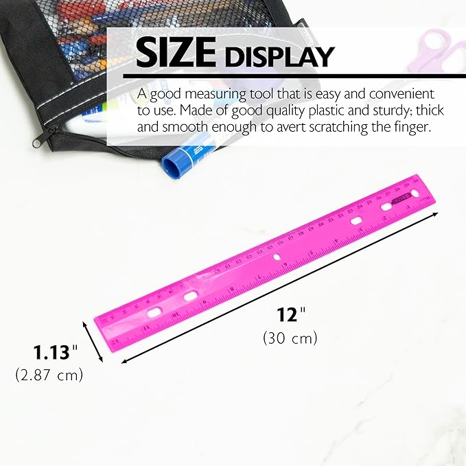 BAZIC Products Jeweltones Ruler, 12", 4-Pack