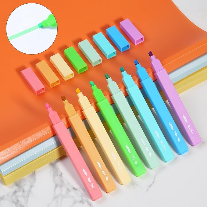 Mr. Pen- Aesthetic Highlighters No Bleed, 8 Pack, Summer Colors, Chisel Tip, Cute Highlighters Assorted Colors for Journaling, Highlighting, Underlining, Fast Dry, Back to School Supplies