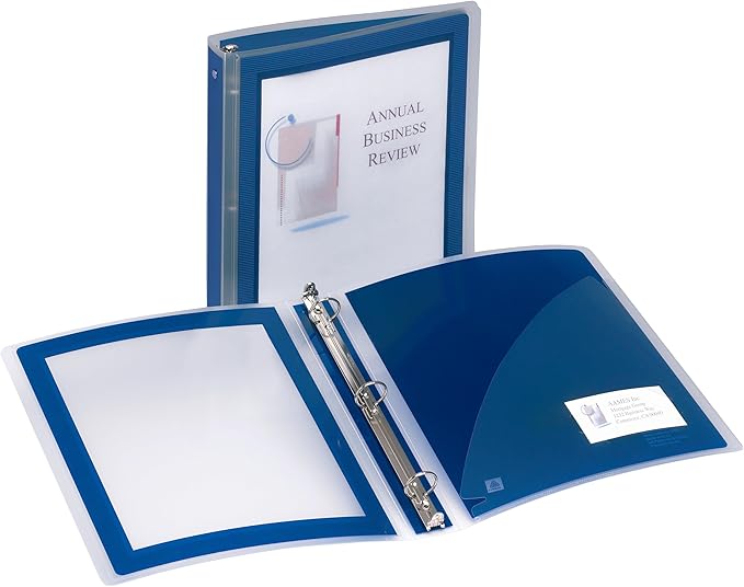 Avery Flexi-View 3 Ring Binder, 1.5 Inch Round Rings, 1 Navy Blue Binder (17638)