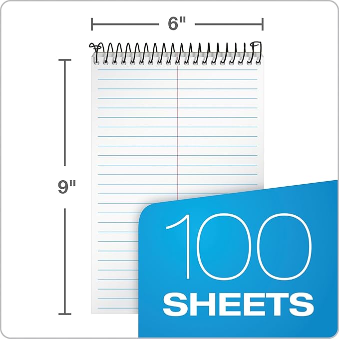 Tops Docket Gold Steno Book, 6" x 9", Gregg Rule, Clear Poly Cover, 100 Sheets (99708)