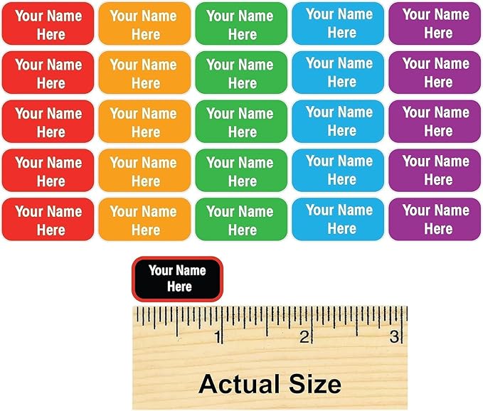 Personalized Waterproof Name Labels. Press and Stick Custom Name Stick on Clothing Labels (180 Count, Medium (1" × 0.5"))