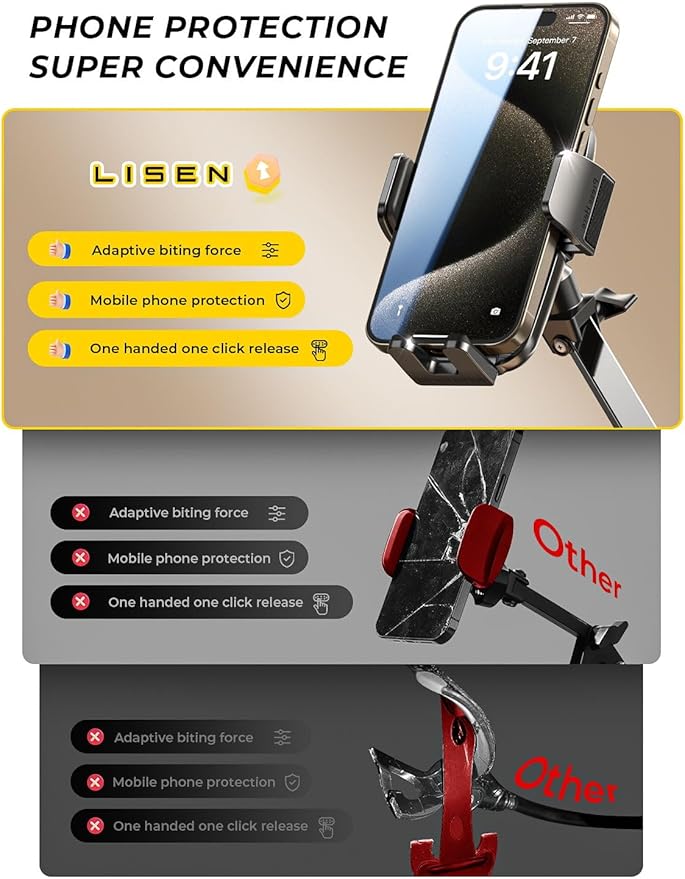 LISEN Gooseneck Phone Holder for Bed Desk [3rd Upgrade] Cell Phone Stand for Desk Bed Gaming Accessories,Gifts for Men Mom Senior Tech Mount for Recording Filming Laying Down Flexible Magic Arm Clamp