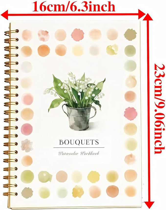 Watercolor Workbook - Coloring Book Beginner Friendly Painting Kit, Watercolor Workbooks for Adults with 24 Colors Paint, Exploration Gift for Adults Teens (Bouquets)