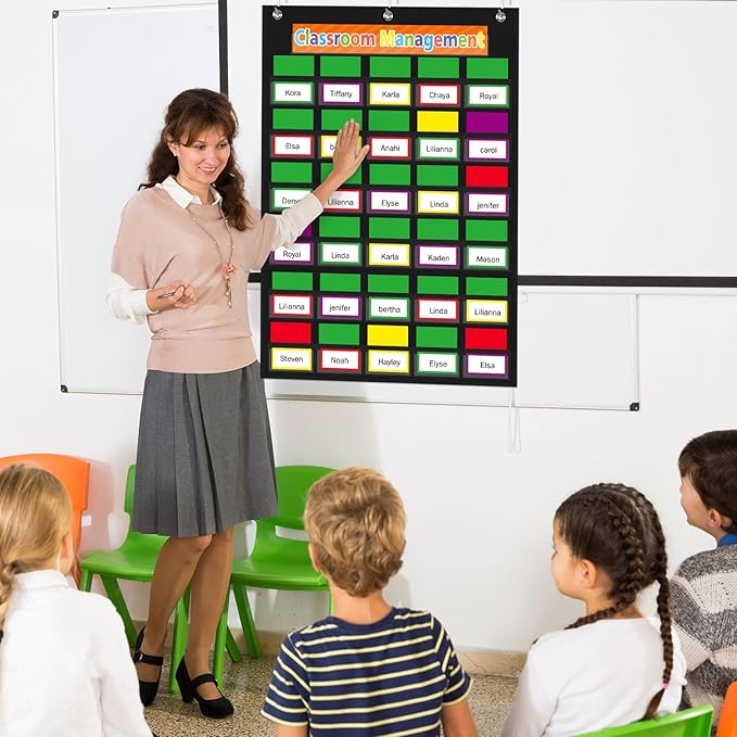 Pajean 253 Pcs Student Behavior Pocket Chart for Classroom Behavior Management Resources Track Reward Bulletin Board Customizable Class Jobs for Home Preschool Daycare Back to School Teacher Supplies